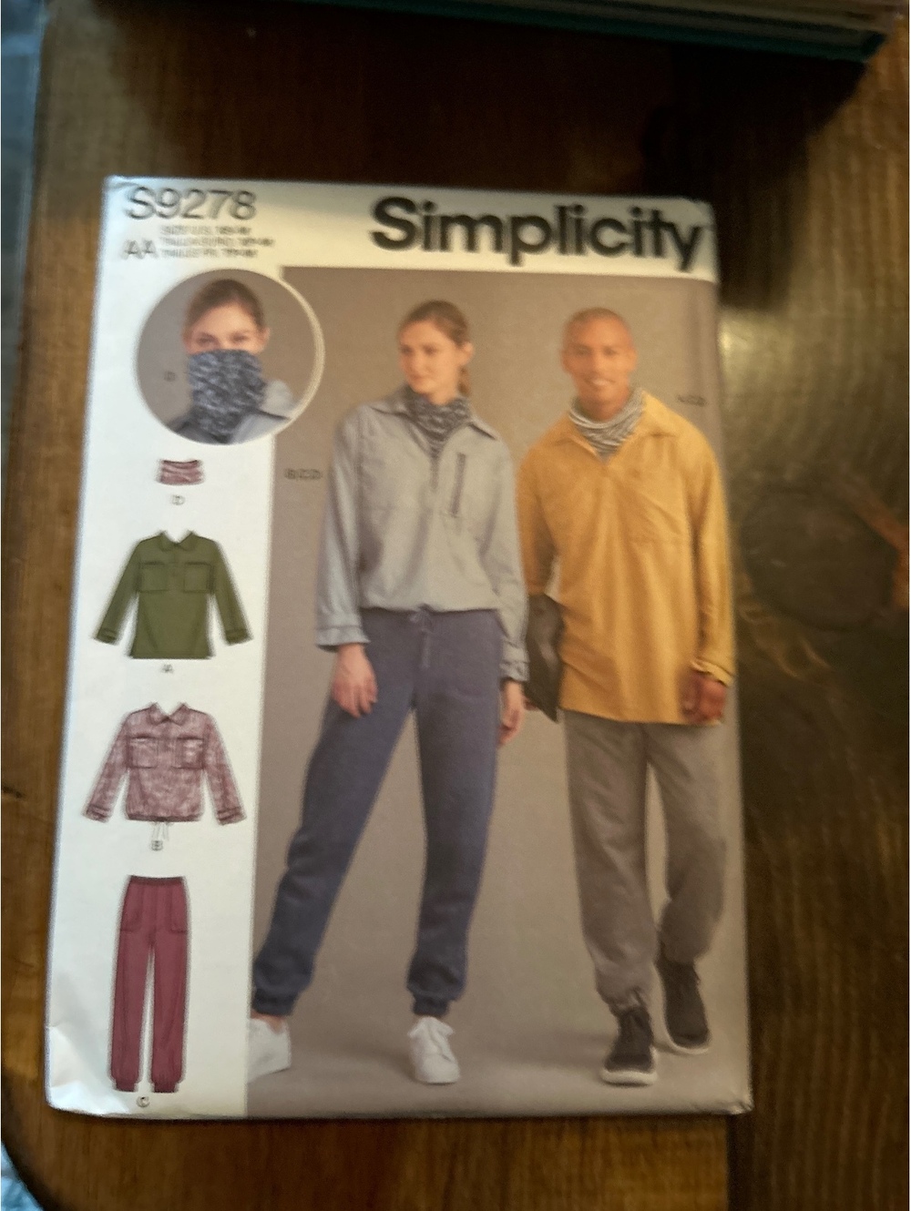 Simplicity S9278 Unisex Tops, Pants, and Neckpiece Sewing Pattern